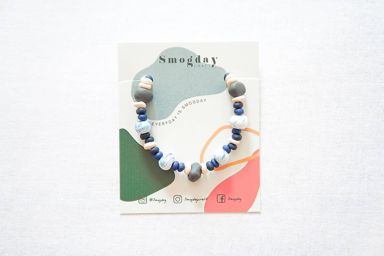 Handmade Polymer Clay Bracelets - Navy Sea