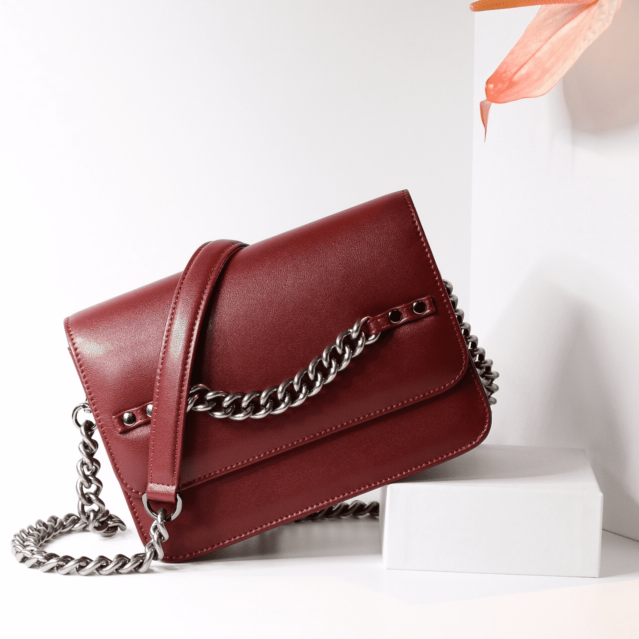 burgundy sling bag