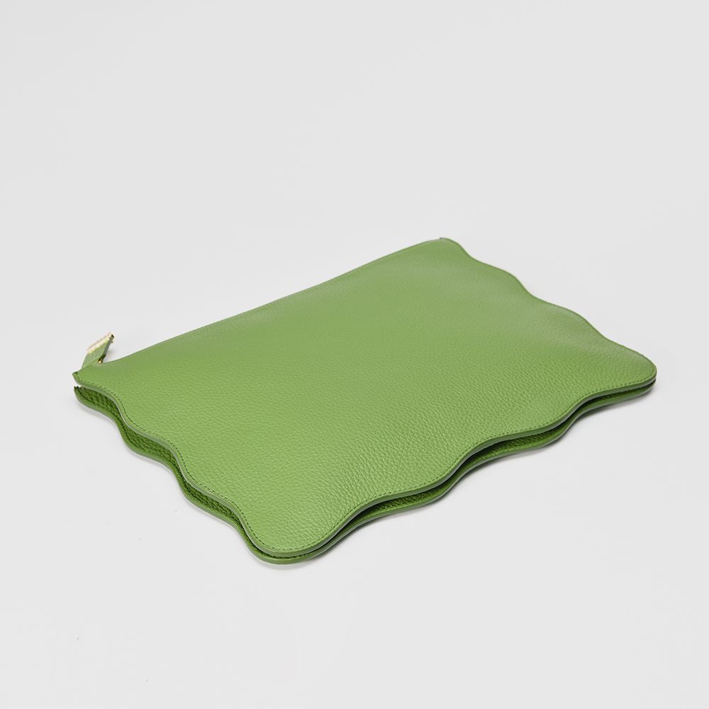 Ruffle Clutch - Olive Green