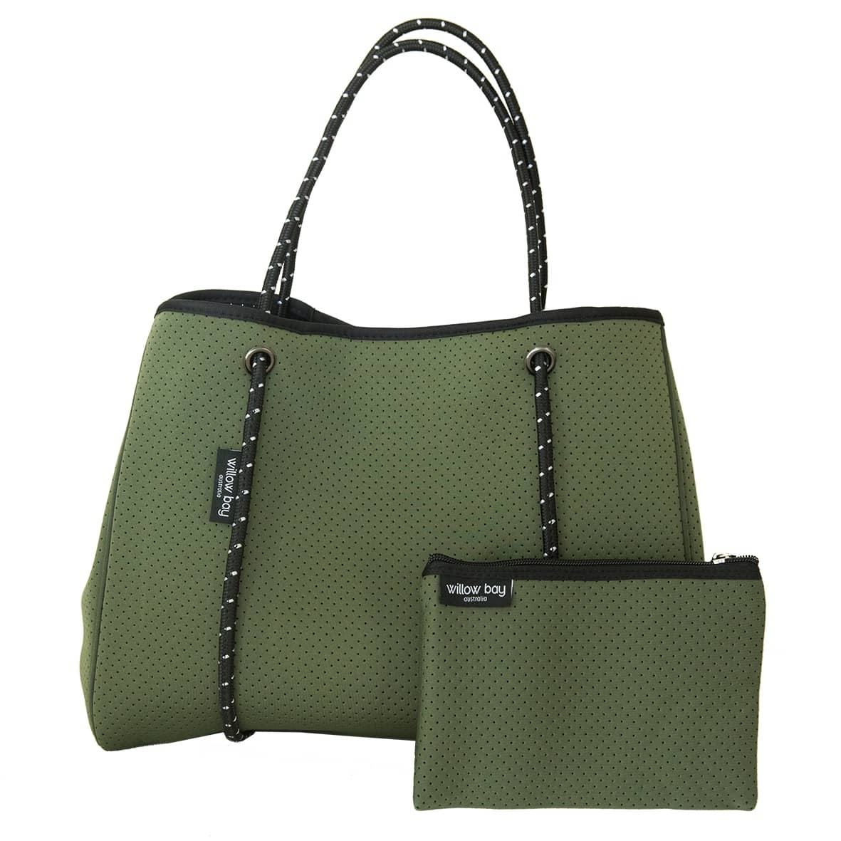 Willow Bay - Daydreamer Neoprene Tote Bag With Closure - Khaki