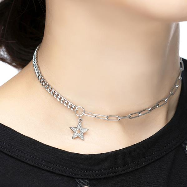 Cubic Star Surgical Steel Choker Necklace