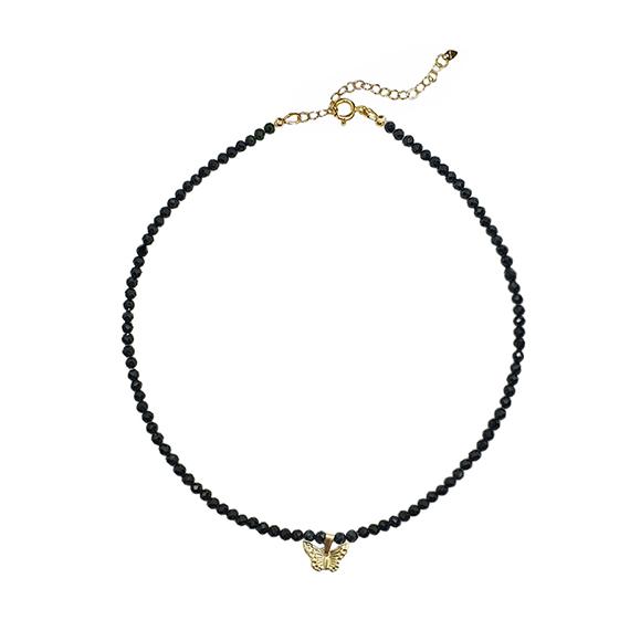 Butterfly Black Spinel 14k Goldfilled Choker Necklace