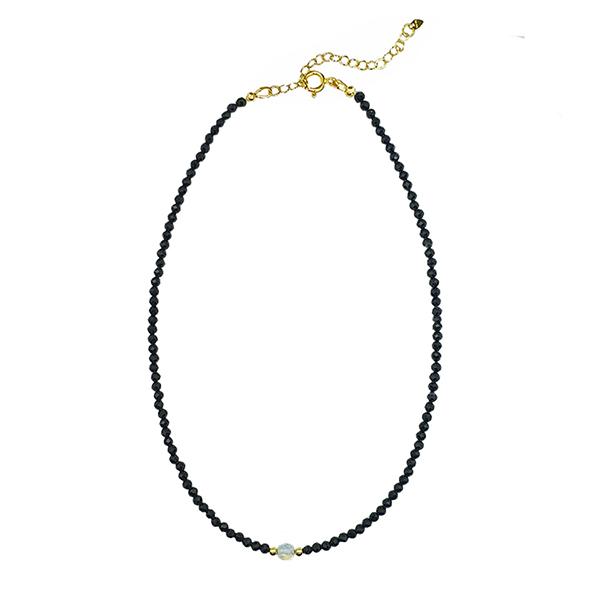 Opal Point Black Spinel 14k Goldfiled Choker Necklace