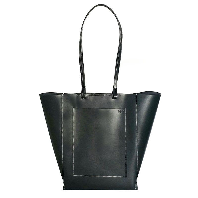 Leather Shopper Bag  - Black