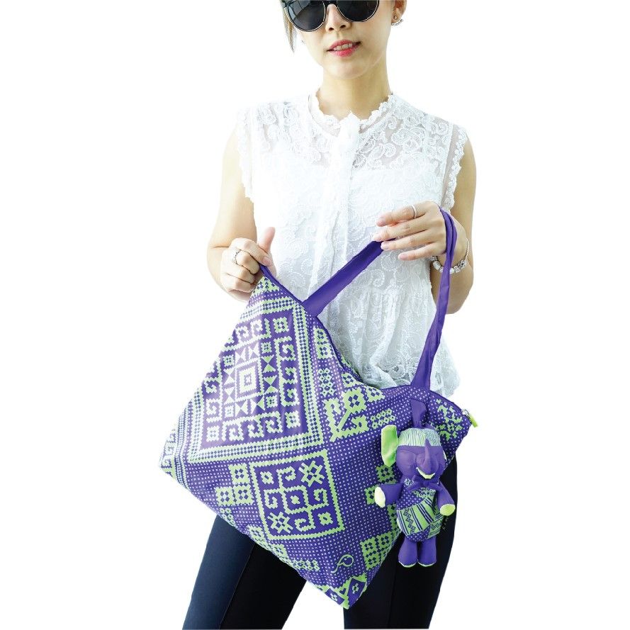 Khid Foldable Bag M - Purple/Lime